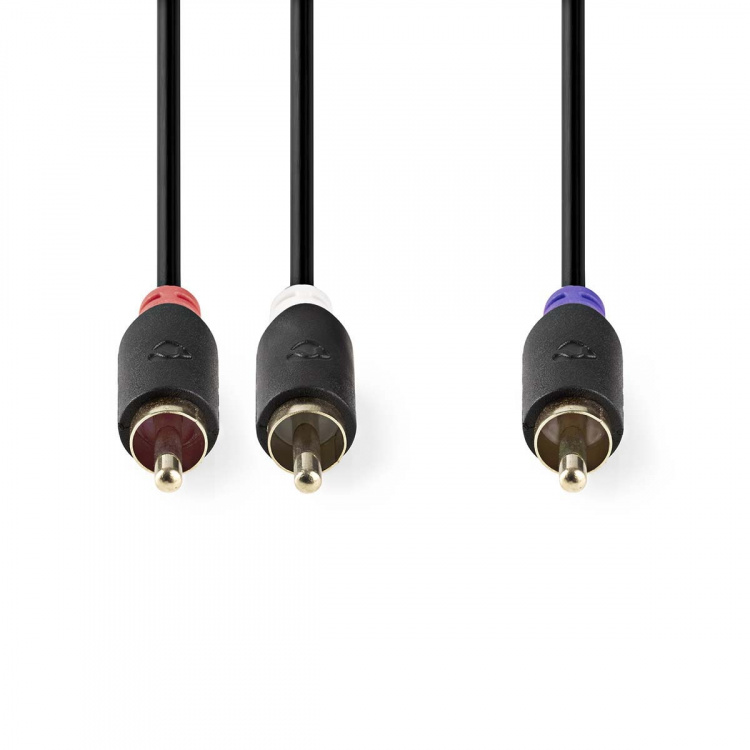 Nedis subwoofer Cable | RCA Han | 2x RCA Han | Gull belagt | 3.00 m | Rund | 4.0 mm | Antrasitt | Boks