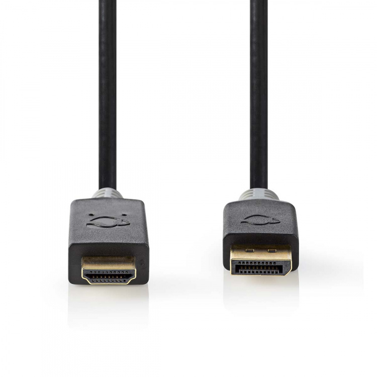 Nedis Displayport-kabel | DisplayPort Han | HDMI ™ -kontakt | 4K@30Hz | Gull belagt | 1.00 m | Rund | PVC | Antrasitt | Boks