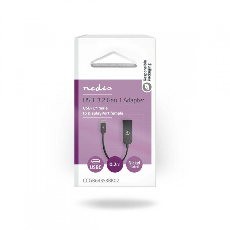 Nedis USB-C™ Adapter | USB 3.2 Gen 1 | USB-C™ Hann | DisplayPort Hun | 8K@30Hz | 0.20 m | Rund | Nikkel belagt | PVC | Sort | Boks Nedis USB-C™ Adapter | USB 3.2 Gen 1 | USB-C™ Hann | DisplayPort Hun | 8K@30Hz | 0.20 m | Rund | Nikkel belagt | PVC | Sort | Boks