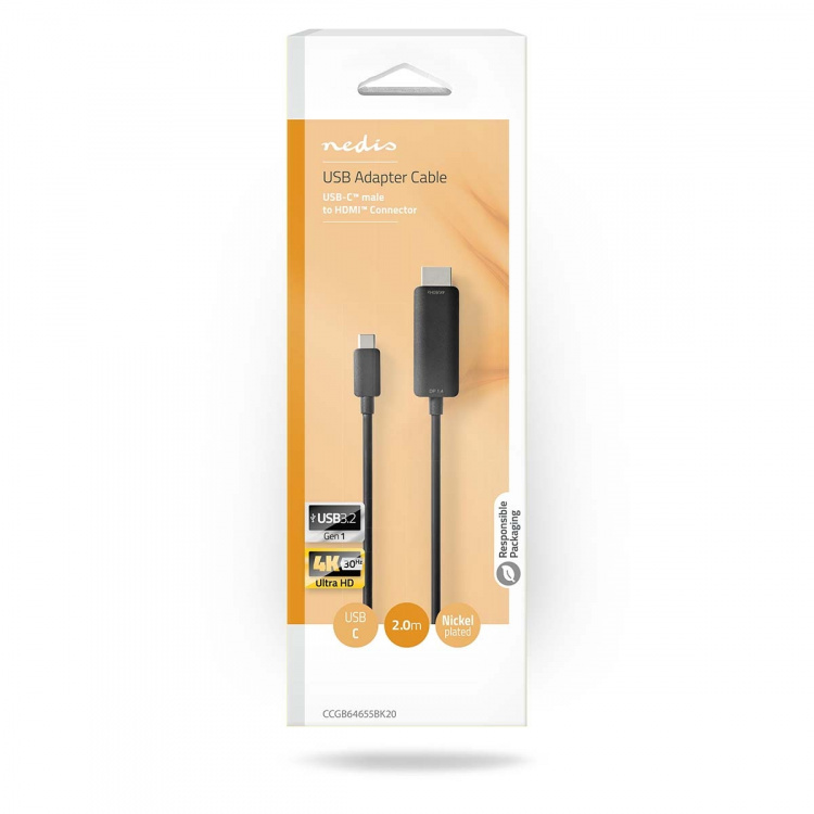 Nedis USB-C™ Adapter | USB 3.2 Gen 1 | USB-C™ Hann | HDMI ™ -kontakt | 4K@60Hz | 2.00 m | Rund | Nikkel belagt | PVC | Sort | Boks Nedis USB-C™ Adapter | USB 3.2 Gen 1 | USB-C™ Hann | HDMI ™ -kontakt | 4K@60Hz | 2.00 m | Rund | Nikkel belagt | PVC | Sort | Boks