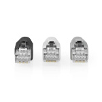 Nedis RJ45-kontakt | RJ45 Pass Through | Solid/Stranded UTP CAT6 | Rett | Gull belagt | 10 stk. | Polycarbonate | Grå / Hvit / Sort | Boks