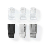 Nedis RJ45-kontakt | RJ45 Pass Through | Solid/Stranded UTP CAT6 | Rett | Gull belagt | 10 stk. | Polycarbonate | Grå / Hvit / Sort | Boks