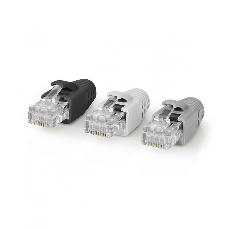 Nedis RJ45-kontakt | RJ45 Pass Through | Solid/Stranded UTP CAT6 | Rett | Gull belagt | 10 stk. | Polycarbonate | Grå / Hvit / Sort | Boks