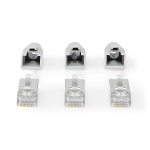 Nedis RJ45-kontakt | RJ45 Pass Through | Solid/Stranded FTP CAT6a | Rett | Gull belagt | 10 stk. | Polycarbonate | Grå / Hvit / Sort | Boks