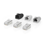 Nedis RJ45-kontakt | RJ45 Pass Through | Solid/Stranded FTP CAT6a | Rett | Gull belagt | 10 stk. | Polycarbonate | Grå / Hvit / Sort | Boks
