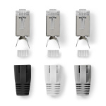 Nedis RJ45-kontakt | RJ45 Pass Through | Solid/Stranded FTP CAT7 | Rett | Gull belagt | 10 stk. | Polycarbonate | Grå / Hvit / Sort | Boks Nedis RJ45-kontakt | RJ45 Pass Through | Solid/Stranded FTP CAT7 | Rett | Gull belagt | 10 stk. | Polycarbonate | Grå / Hvit / Sort | Boks