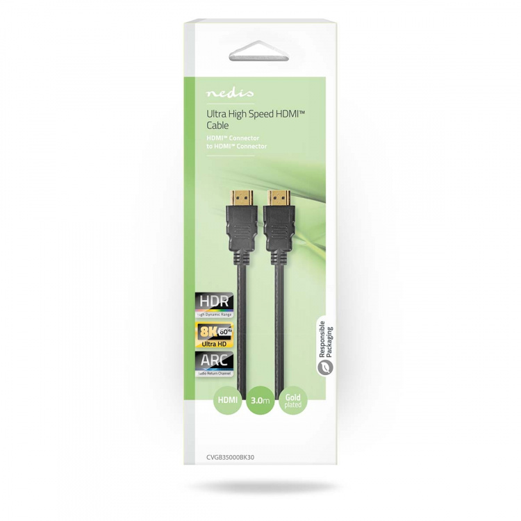 Nedis Ultra High Speed ​​HDMI ™ Cable | HDMI ™ -kontakt | HDMI ™ -kontakt | 8K@60Hz | 48 Gbps | 3.00 m | Rund | 6.7 mm | Sort | Boks