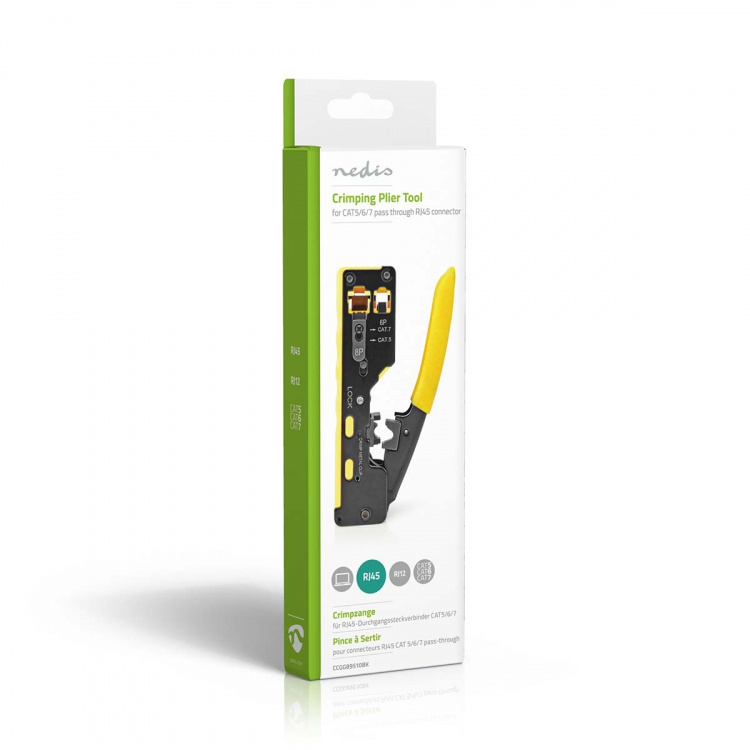 Nedis Crimp pliers | CAT5 / CAT5e / CAT6 / CAT6a / CAT7 / RJ12 / RJ45 | Cutting / Plier / Stripping | Gummi / Stål | Gul / Sort Nedis Crimp pliers | CAT5 / CAT5e / CAT6 / CAT6a / CAT7 / RJ12 / RJ45 | Cutting / Plier / Stripping | Gummi / Stål | Gul / Sort