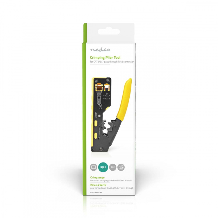 Nedis Crimp pliers | CAT5 / CAT5e / CAT6 / CAT6a / CAT7 / RJ12 / RJ45 | Cutting / Plier / Stripping | Gummi / Stål | Gul / Sort Nedis Crimp pliers | CAT5 / CAT5e / CAT6 / CAT6a / CAT7 / RJ12 / RJ45 | Cutting / Plier / Stripping | Gummi / Stål | Gul / Sort