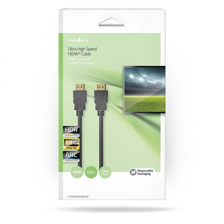 Nedis Ultra High Speed ​​HDMI ™ Cable | HDMI ™ -kontakt | HDMI ™ -kontakt | 8K@60Hz | 48 Gbps | 5.00 m | Rund | 6.7 mm | Sort | Boks