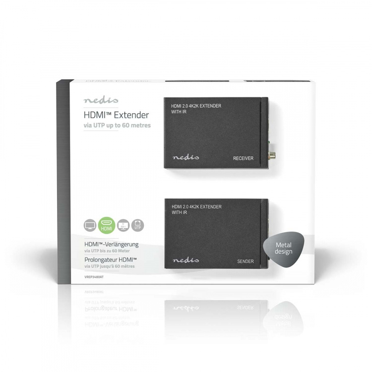 Nedis HDMI ™ Extender | Over Cat6 | Opp til 60.0 m | 4K@60Hz | 18 Gbps | Metall | Antrasitt Nedis HDMI ™ Extender | Over Cat6 | Opp til 60.0 m | 4K@60Hz | 18 Gbps | Metall | Antrasitt