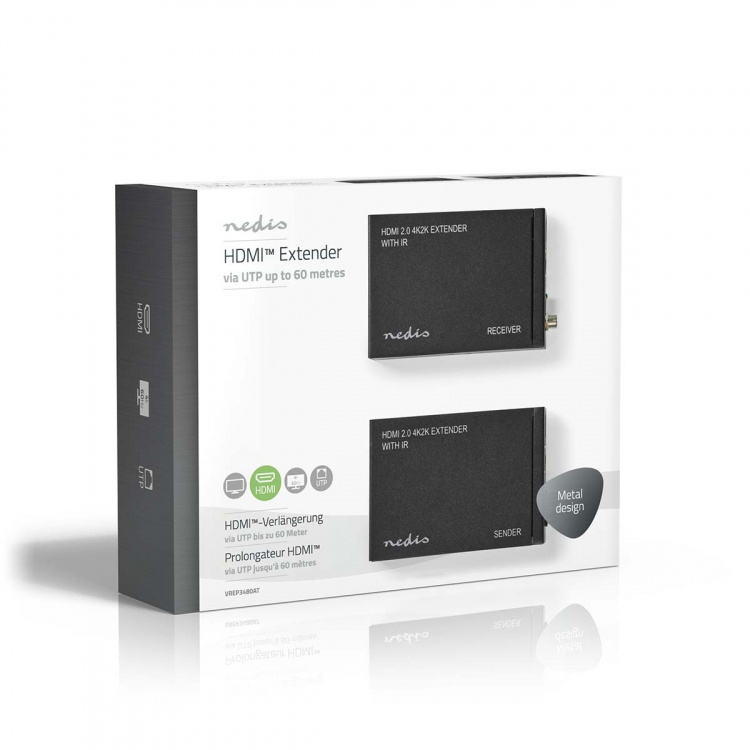 Nedis HDMI ™ Extender | Over Cat6 | Opp til 60.0 m | 4K@60Hz | 18 Gbps | Metall | Antrasitt Nedis HDMI ™ Extender | Over Cat6 | Opp til 60.0 m | 4K@60Hz | 18 Gbps | Metall | Antrasitt
