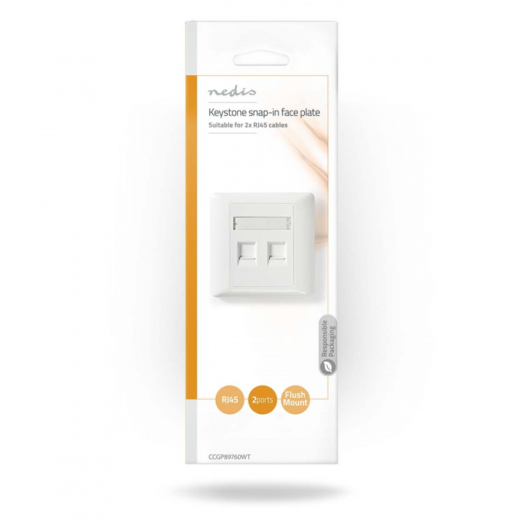 Nedis Network Keystone Face Plate | Ansiktsplate RJ45 | 2-Port port(s) | ABS | Hvit | Konvolutt