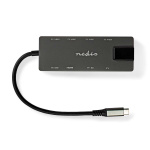 Nedis USB Multi-Port Adapter | 10-i-1 | USB 3.2 Gen 1 | USB-C™ Hann | HDMI™ Output / RJ45 Hun / SD / 2x USB-C™ / 3.5 mm Hun / 3x USB-A Hunn | 5 Gbps | 0.20 m | Rund | Gull belagt | PVC | Antrasitt | Boks