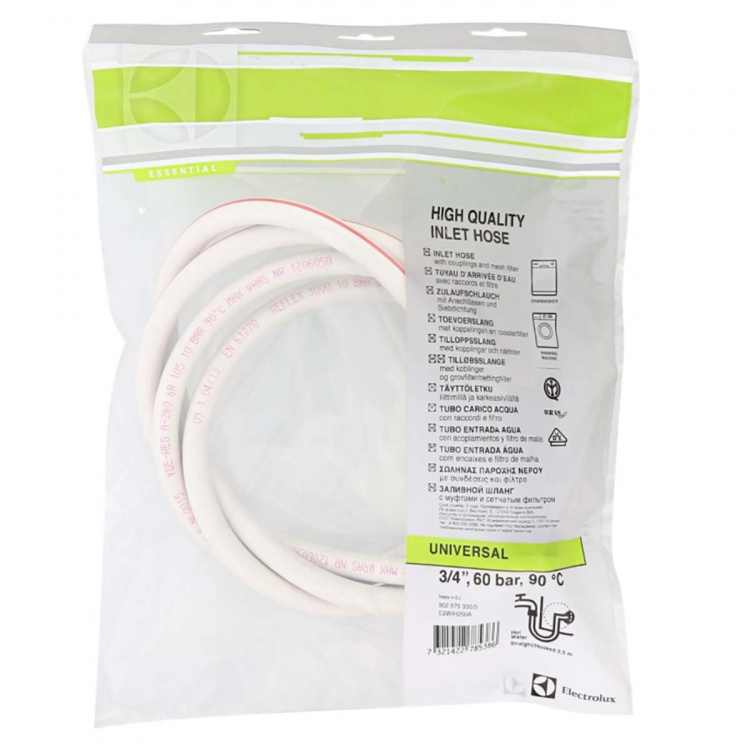Electrolux E2WIH250A Innløp Slange 3/4 Tommer Rett - 3/4\'\' Vinklet 10 bar 90 °C 2.50 m