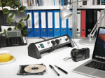 brennenstuhl Premium-Office-Line stikkontaktstrip 4-veis med bryter (stikkontaktlist for skrivebordet med 1,8m kabel og 2x USB, maks. 3100 mA, Made in Germany) TYPE F
