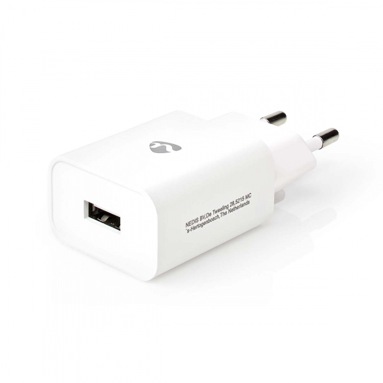 Nedis vegg lader | 12 W | Hurtigladefunksjon | 1x 2.4 A A | Antall utganger: 1 | USB-A | Ingen Kabel Inkludert | Single Voltage Output | Hvit