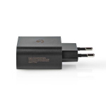 Nedis vegg lader | 30 W | PD3.0 27W / PD3.0 30W / QC3.0 | Hurtigladefunksjon | 1.5 / 2.0 / 2.5 / 3.0 A | Antall utganger: 1 | USB-C™ | Automatisk Spenning Utvalg | Sort