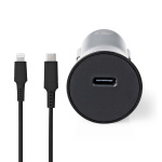 Nedis Billader | 20 W | 1.67 / 2.22 / 3.0 A | Antall utganger: 1 | Porttype: USB-C™ | Lightning 8-Pin (Løs) Kabel | 1.00 m | Automatisk Spenning Utvalg Nedis Billader | 20 W | 1.67 / 2.22 / 3.0 A | Antall utganger: 1 | Porttype: USB-C™ | Lightning 8-Pin (Løs) Kabel | 1.00 m | Automatisk Spenning Utvalg