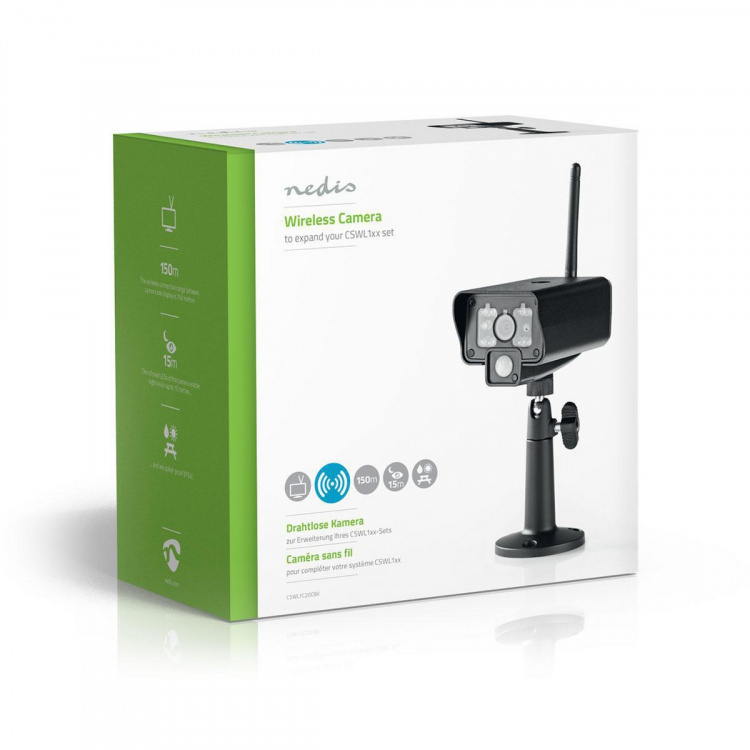 Nedis Digital Wireless Camera | Wi-Fi | VGA | Innendørs og Utendørs | Nattsyn: 5.00 m | Betraktningsvinkel: 73 ° | Sort | IP54