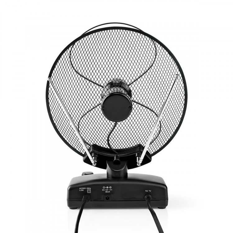 Nedis innendørs antenne | Aktiv | FM / UHF / VHF | Mottaksområde: 0-25 km | LTE700 | Forsterkning: 36 dB | Forsterkningskontroll | ABS | Sort