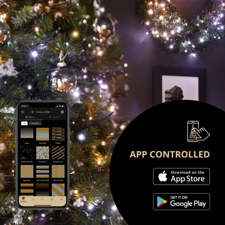 Twinkly Forhåndsbelyst juletre 2,3 m med 500 AWW LED GenII Gold Ed