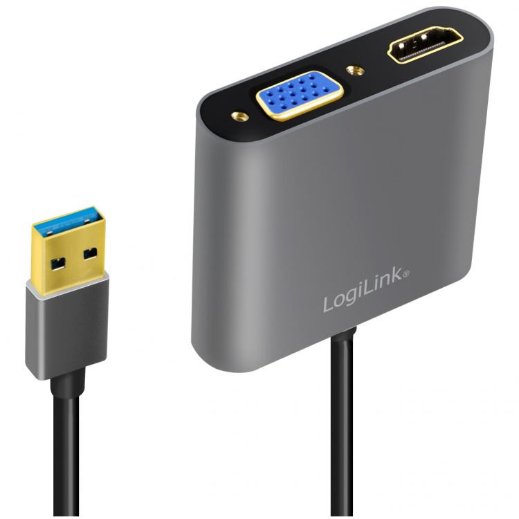 LogiLink USB-A 3.0 -> HDMI hunn + VGA hunn-adapter LogiLink USB-A 3.0 -> HDMI hunn + VGA hunn-adapter