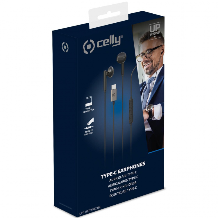Celly UP1100 Stereohodetelefoner Drop USB-C Black