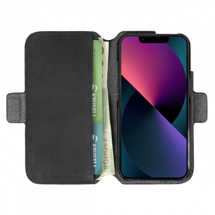 Krusell Leather Phone Wallet iPhone 13 Mini Black Krusell Leather Phone Wallet iPhone 13 Mini Black