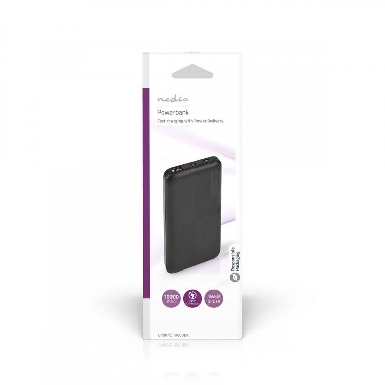 Nedis Power Bank | 10000 mAh | 1.5 / 2.0 / 3.0 A | Antall utganger: 2 | Utgangstilkobling: 1x USB-A / 1x USB-C™ | Inngangstilkobling: 1x Micro USB / 1x USB-C™ | PD2.0 18W | Lithium-Polymer Nedis Power Bank | 10000 mAh | 1.5 / 2.0 / 3.0 A | Antall utganger: 2 | Utgangstilkobling: 1x USB-A / 1x USB-C™ | Inngangstilkobling: 1x Micro USB / 1x USB-C™ | PD2.0 18W | Lithium-Polymer