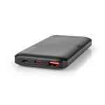 Nedis Power Bank | 10000 mAh | 1.5 / 2.0 / 3.0 A | Antall utganger: 2 | Utgangstilkobling: 1x USB-A / 1x USB-C™ | Inngangstilkobling: 1x Micro USB / 1x USB-C™ | PD2.0 18W | Lithium-Polymer
