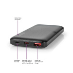 Nedis Power Bank | 10000 mAh | 1.5 / 2.0 / 3.0 A | Antall utganger: 2 | Utgangstilkobling: 1x USB-A / 1x USB-C™ | Inngangstilkobling: 1x Micro USB / 1x USB-C™ | PD2.0 18W | Lithium-Polymer