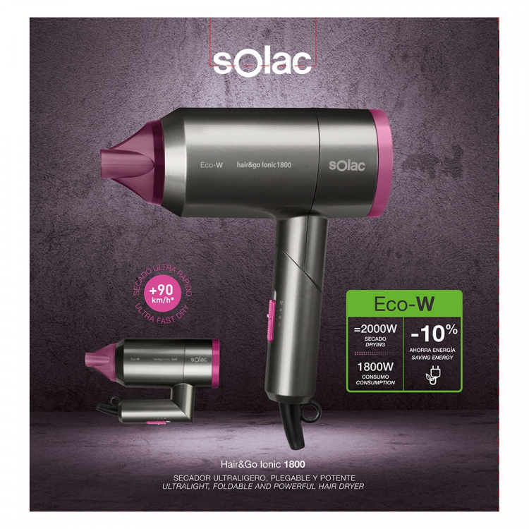 SOLAC Hair & Go Ionic 1800 Hårføner SOLAC Hair & Go Ionic 1800 Hårføner