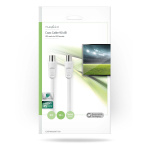 Nedis Coax Cable | IEC (Coax) Han | IEC (Coax) Han | Nikkel belagt | 90 dB | 75 Ohm | Dobbelt skjermet | 10.0 m | Rund | PVC | Hvit | Konvolutt