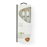 Nedis Satellite & Antennekabel | F Han | F Han | Gull belagt | 90 dB | 75 Ohm | Singel Skjermet | 3.00 m | Rund | PVC | Hvit | Boks