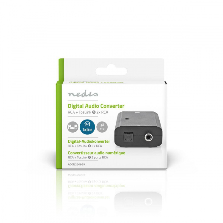 Nedis Digital Audio Converter | 2-veis | Inngang for lyd-/video-/datatilkoblinger: 1x S/PDIF (RCA) Female / 1x Toslink Female | Utgang for lyd-/video-/datatilkoblinger: 2x RCA Male | Manuell | Sort Nedis Digital Audio Converter | 2-veis | Inngang for lyd-/video-/datatilkoblinger: 1x S/PDIF (RCA) Female / 1x Toslink Female | Utgang for lyd-/video-/datatilkoblinger: 2x RCA Male | Manuell | Sort