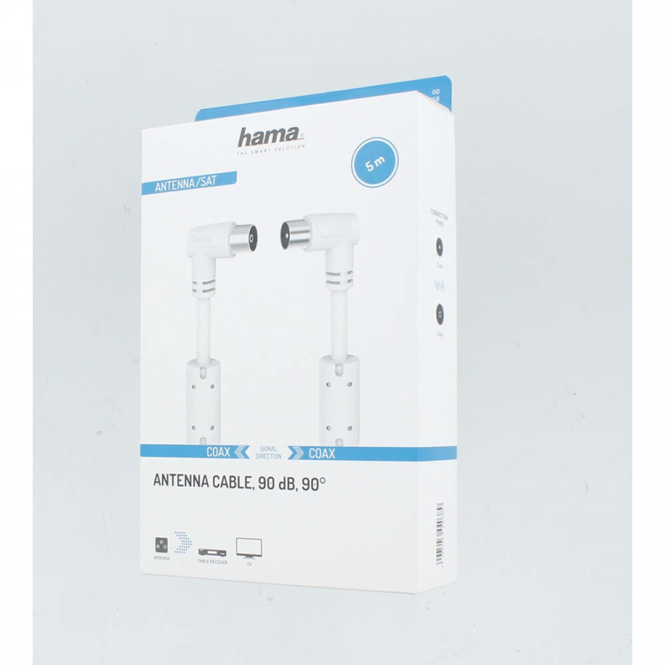 Hama Antennekabel Vinklet 90dB Hvit 5.0m Hama Antennekabel Vinklet 90dB Hvit 5.0m