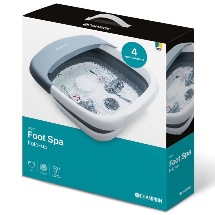 Champion Sammenleggbart fotbad 5L FB210 Grå/Hvit Champion Sammenleggbart fotbad 5L FB210 Grå/Hvit