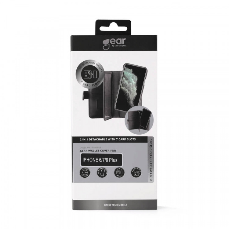 Gear Lommebokdeksel 2-i-1 7 Kortrom Svart - iPhone 6/7/8 Plus Gear Lommebokdeksel 2-i-1 7 Kortrom Svart - iPhone 6/7/8 Plus