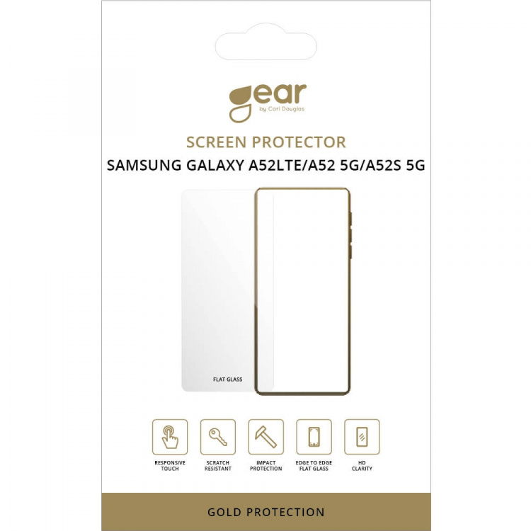 Gear Skjermbeskytter 2.5D Gold Case Friendly - Samsung A52 LTE, A52 5G, A52S 5G Gear Skjermbeskytter 2.5D Gold Case Friendly - Samsung A52 LTE, A52 5G, A52S 5G