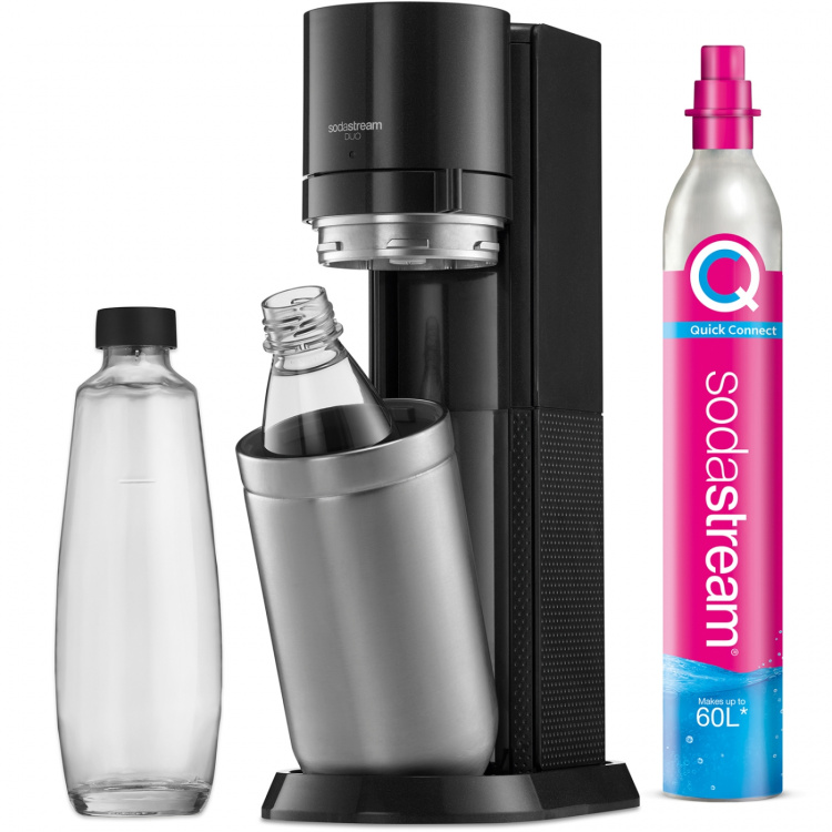 Sodastream Carbonator DUO Black inkl. 1x glassflaske og 1x plastflaske