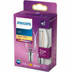 Philips 2-pakning LED E14 Crown 2W (25W) Clear 250lm Philips 2-pakning LED E14 Crown 2W (25W) Clear 250lm