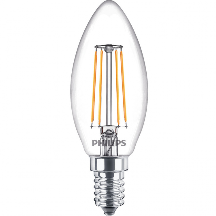 Philips 2-pakning LED E14 Crown 4,3W (40W) klar 470lm Philips 2-pakning LED E14 Crown 4,3W (40W) klar 470lm