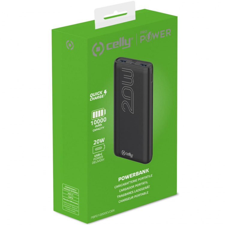 Celly PowerBank PD 20W 10.000 mAh Svart