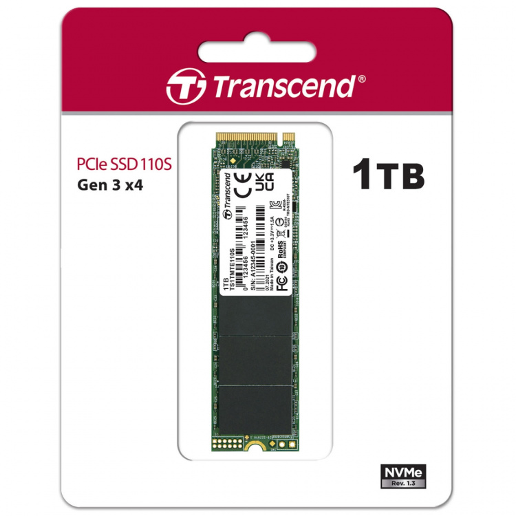 Transcend PCIe M.2 SSD Gen3 x4 NVMe 1 TB (R1700/W1400)