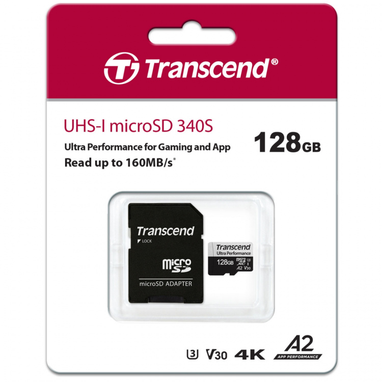 Transcend microSDXC 340S 128 GB U3 A2 V30 (R160/W125)