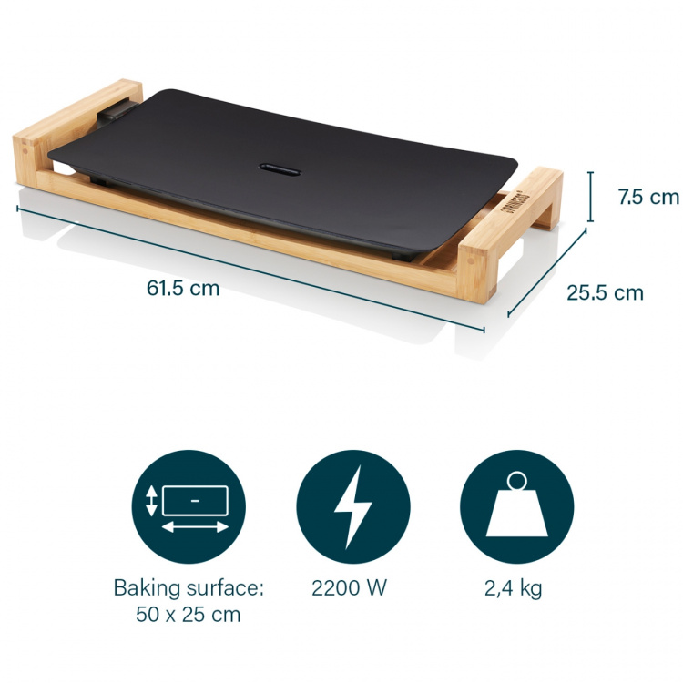 Princess Table Chef Pure Black Bambus Bordgrill 50X25