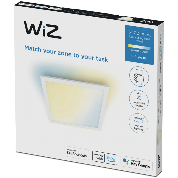 WiZ WiFi Panel Square 36W 3400lm varm-kald hvit