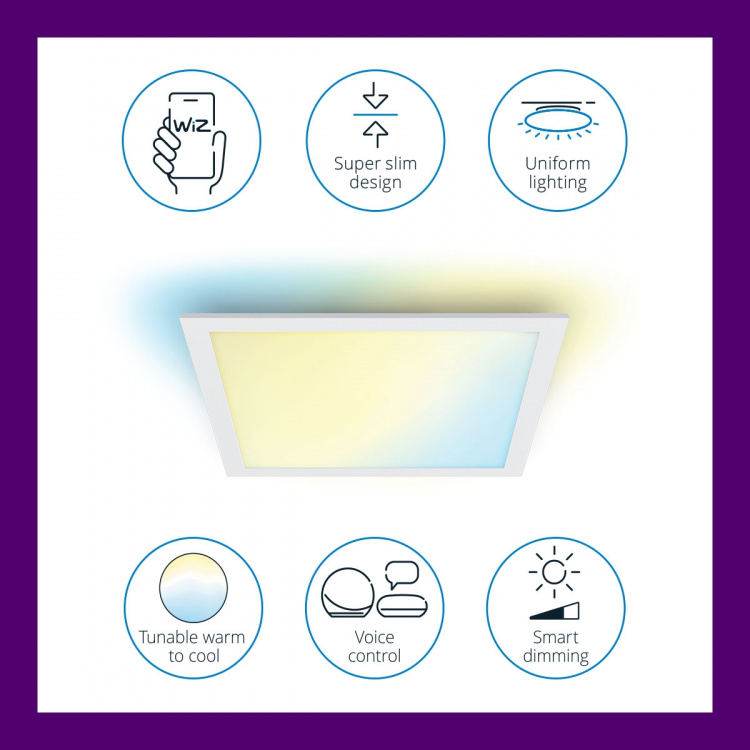 WiZ WiFi Panel Square 12W 1000ml varm-kald hvit hvit