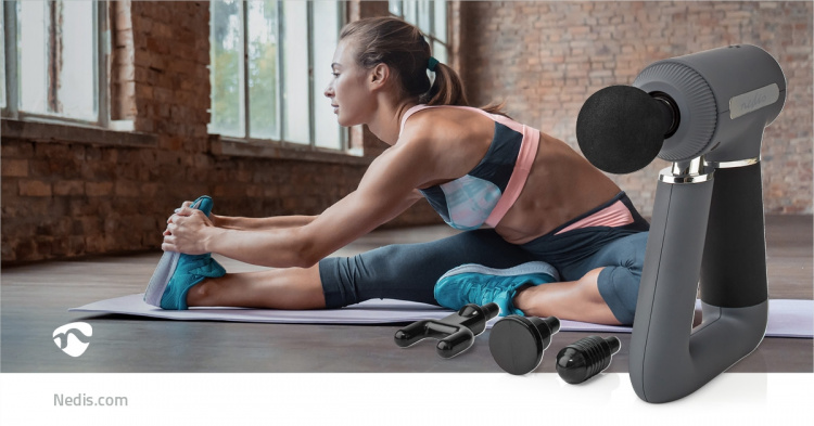 Nedis Sports Massasje Pistol | Batteri drevet | N/A | Oppladningsbar | 6 Massage Modes | USB Cable | Grå Nedis Sports Massasje Pistol | Batteri drevet | N/A | Oppladningsbar | 6 Massage Modes | USB Cable | Grå